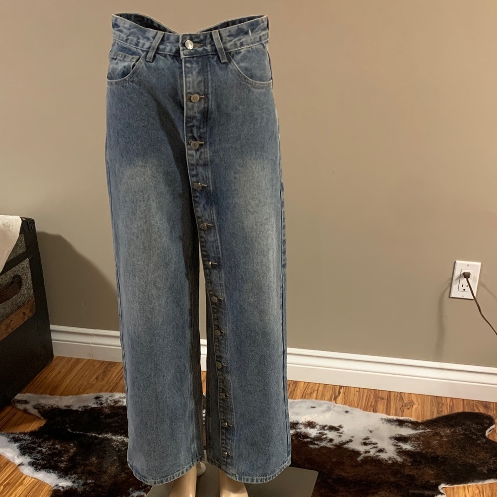 NWT E007EE Blue Denim Women's Jeans small very wide leg